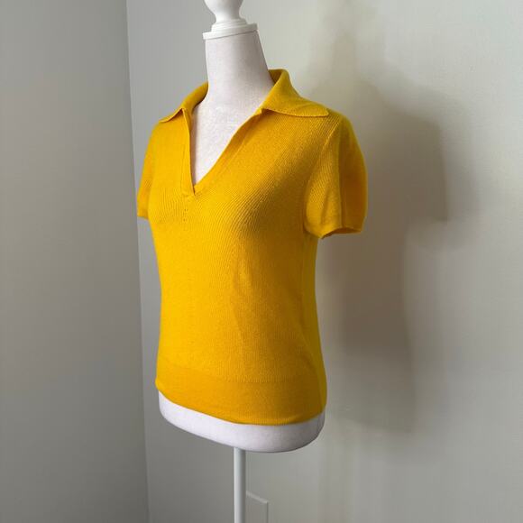 J. Crew dark yellow cashmere knit short sleeve sweater top size S - Picture 3 of 13